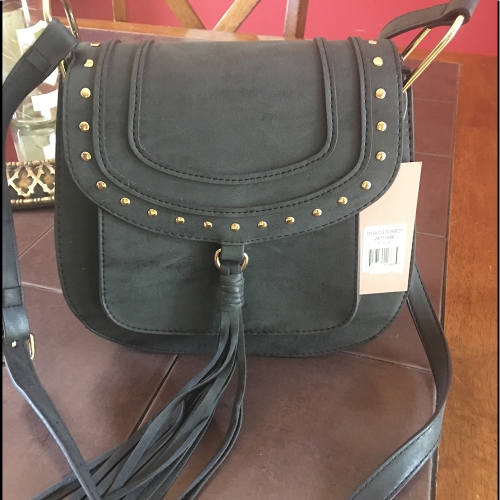 Franco Sarto Rex Saddle Crossbody. Black.